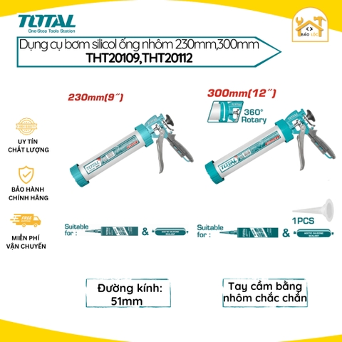 Dụng cụ bơm  silicon thân nhôm, chiều dài 9inch 230mm/12inch 300mm TOTAL THT20109/THT20112 - Hàng chính hãng.