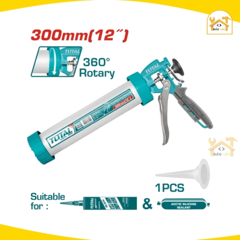 Dụng cụ bơm  silicon thân nhôm, chiều dài 9inch 230mm/12inch 300mm TOTAL THT20109/THT20112 - Hàng chính hãng.