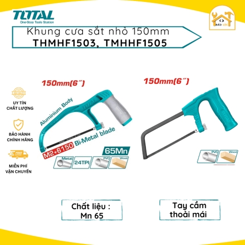 Khung cưa sắt mini 150mm TOTAL THMHF1503/TMHHF1505 Lưỡi Cưa Nhỏ - Hàng chính hãng.