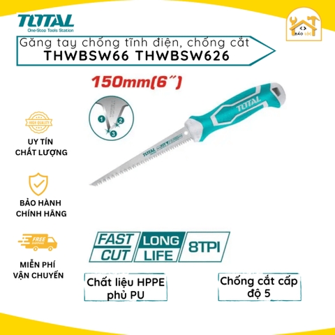 Cưa cầm tay trần thạch cao mũi nhọn 6inch 150mm TOTAL THWBSW66/THWBSW626 - Hàng chính hãng.