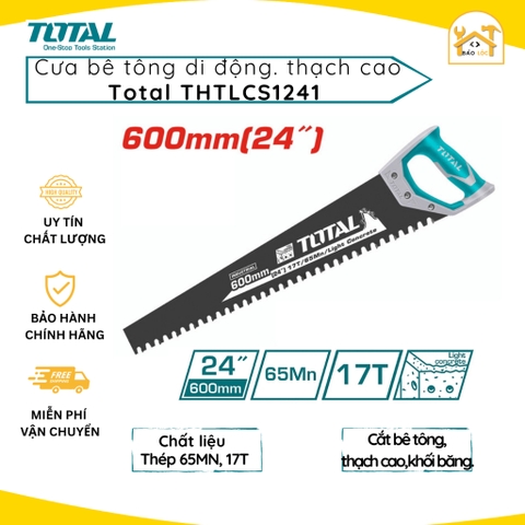 Cưa bê tông nhẹ TOTAL THTLCS1241 kích thước 24inch/600mm, chất liệu 65Mn dùng cắt bê tông nhẹ, gạch, thạch cao, nước đá
