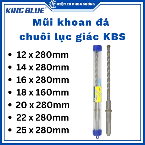 Mũi khoan đá chuôi lục giác Kingblue KBS - Hàng chinh hãng