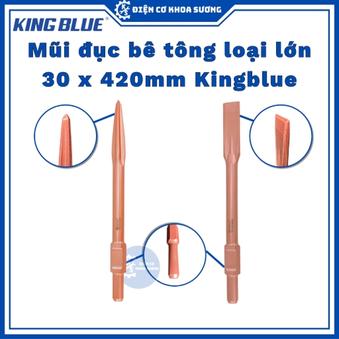 Mũi đục bê tông loại lớn 30mm Kingblue KBVn-30*420, KBVd-30*420*37 - Hàng chính hãng