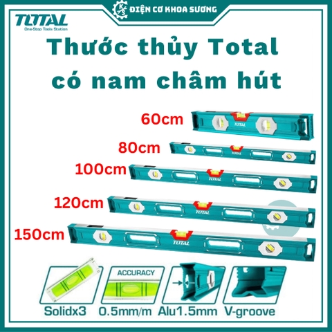 Thước thủy nivo, livo, có từ nam châm Total TMT26056, TMT28056, TMT210056, TMT212056, TMT215056