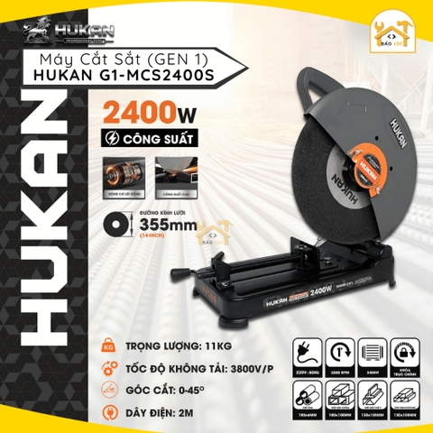 Máy Cắt Sắt HUKAN G1-MCS2400S 2400W Lưỡi 355Mm Động Cơ Lõi Đồng Công Suất Cao Bảo Hành 6 Tháng
