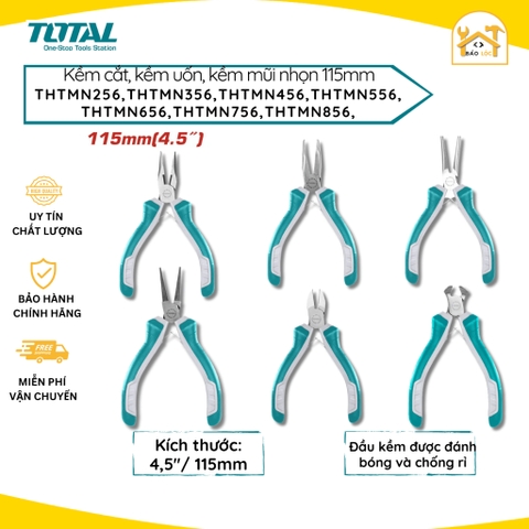 Kềm cắt,mũi nhọn,uốn vòng,mũi kim mini 115mm TOTAL THTMN256,THTMN356,THTMN456,THTMN556,THTMN656,THTMN756,THTMN856,