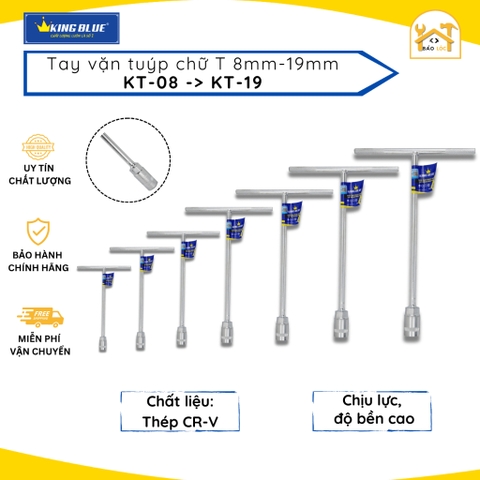 Tay Vặn Tuýp, vặn đai ốc Chữ T KingBlue KT Thép CR-V Kích Thước 8mm-19mm - Hàng chính hãng.