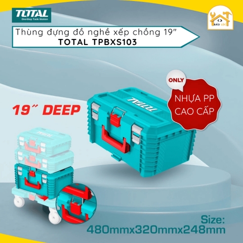 Hộp Đựng Đồ Nghề 19 Inch Sâu Xếp Chồng Total TPBXS103,  Hộp đồ nghề tải trọng 25kg.