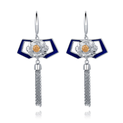 Khuyên tai (Manchurian Elegance Blue) - Bạc