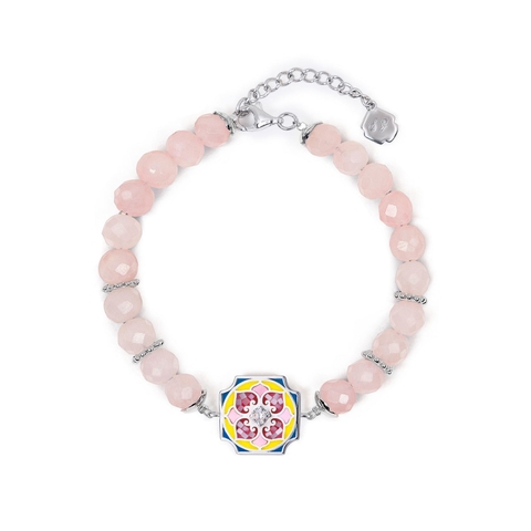 Vòng tay Hoa Bảo Tướng (Flora Bliss - Rose Quartz)- Thạch anh hồng