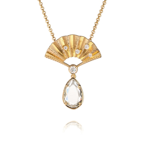 Dây chuyền Quạt Pha Lê (Radiant Fan Crystal) - Vàng
