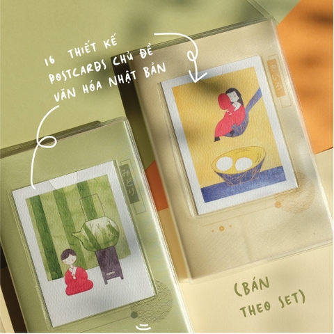 Set Postcards thay thế cho sổ Palette series 🎨 16 thiết kế phác họa văn hóa Nhật Bản đầy màu sắc