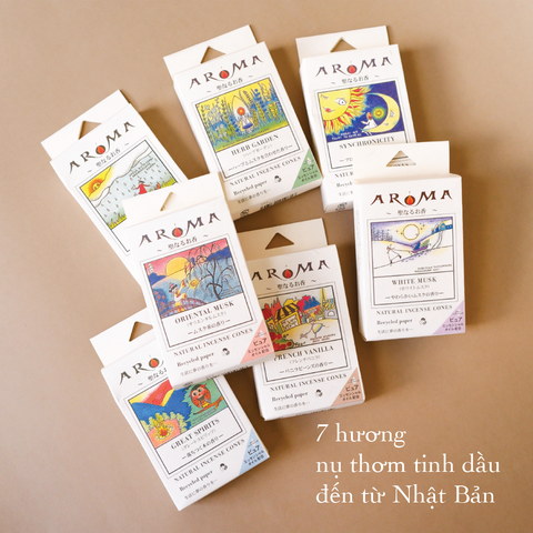 Nụ thơm tinh dầu Aroma - Xạ hương thơm Nhật Bản - Pure Essential Oil Incense Cones