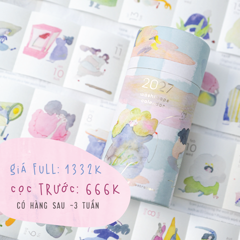 [PRE-ORDER] Lịch cuộn washi sticker 365 ngày - 365 illustration 2027 -Siêu phẩm Dodolulu 2027