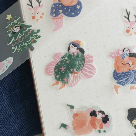 Stickers dạng PET Tape Winter Fairies chiết chu kì 100 cm | teayou shop