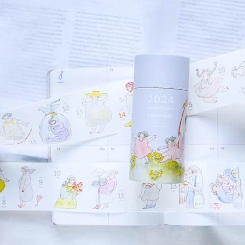 [Siêu phẩm] Chiết 1 tháng lịch năm 366 ngày dạng sticker cuộn Dodolulu | chất washi có đế | có đường cắt sẵn