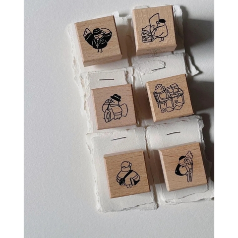 Tách lẻ set stamp Mr. Bird with paper hãng Yamadoro | Chính hãng Taiwan