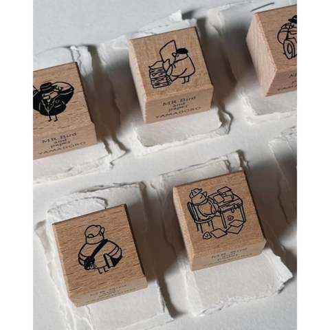 Tách lẻ set stamp Mr. Bird with paper hãng Yamadoro | Chính hãng Taiwan