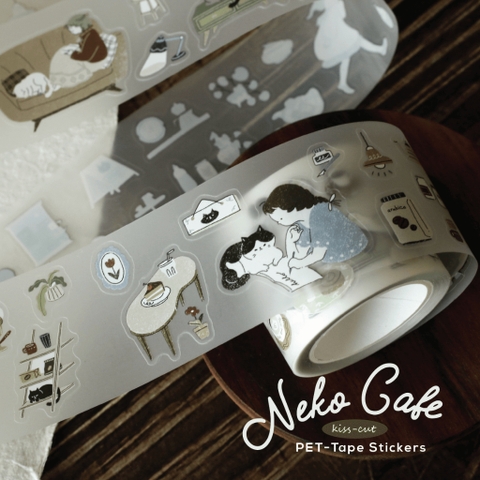 PET Tape Stickers bế sẵn 'Neko Cafe' by teayoushop