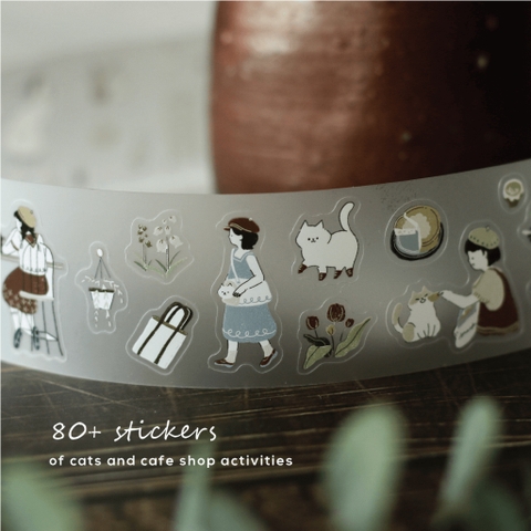 PET Tape Stickers bế sẵn 'Neko Cafe' by teayoushop