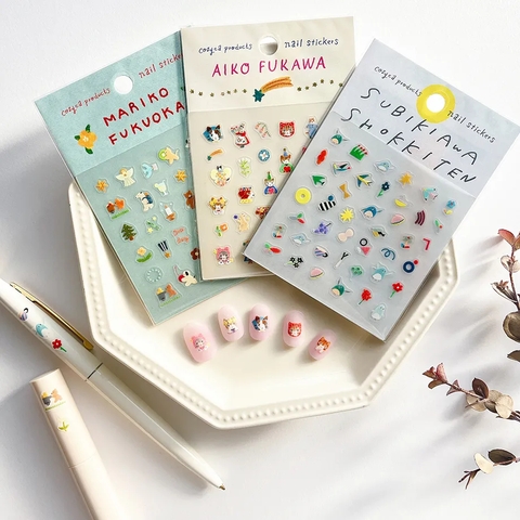 Các mẫu sticker mini dán nail hoạ sĩ Mariko Fukuoka và Aiko Fukukawa | hãng Cozyca