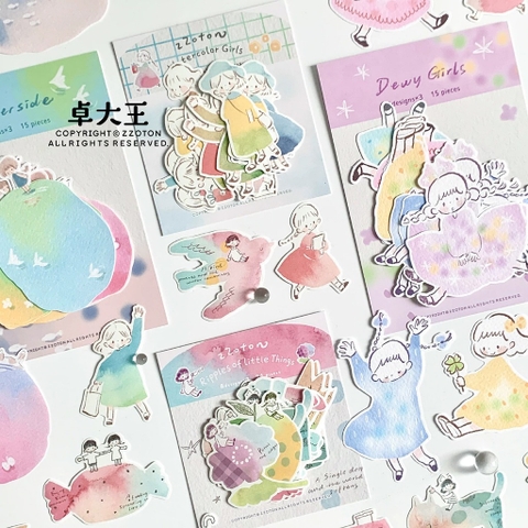 Các mẫu Flake Note series Watercolor Girls hãng Molinta