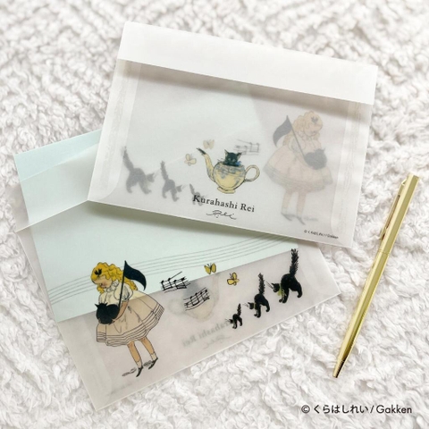 Set giấy viết thư phong bì giấy can và các tệp giấy note | họa sĩ Kurahashi Rei Nhật Bản