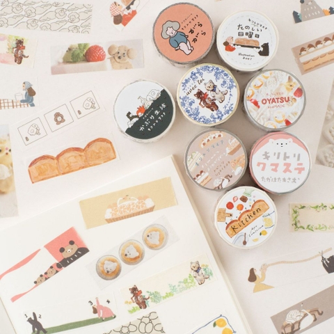 [Chiết lẻ 12 miếng] Các mẫu washi tape cắt sẵn (Kiritori) | Chính hãng Tegamisha