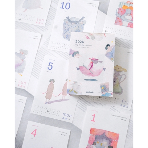 Chiết 1 tháng lịch để bàn 365 ngày năm 2026 Dodolulu with Illustrations & Daily Prompt | Nhập chính hãng