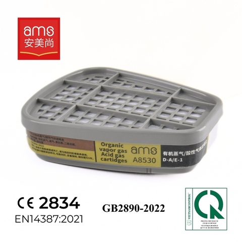 A8510 유기용제용 필터 (2개 1세트, AMS 브랜드 – 페인트, 휘발유, 아세톤용, CE 2834 EN14387:2021 및 GB2890-2022 인증, 듀얼 마스크용)