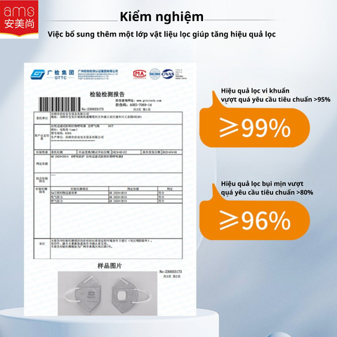 Khẩu trang hoạt tính có van KN95, quy cách A9541V (AMS, đóng gói riêng lẻ, có móc cài qua đầu, hộp 25 cái)