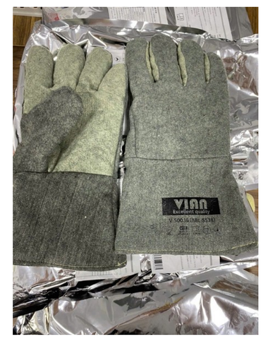 Găng tay chịu nhiệt 500 độ aramid màu xám V-50036