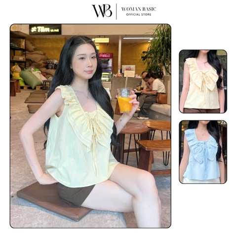 Áo Babydoll Nữ Woman Basic Chất Thô Gió Mỏng Nhẹ Cổ V Bèo 3 Tầng Dáng Xòe Giúp Che Khuyết Điểm AT06