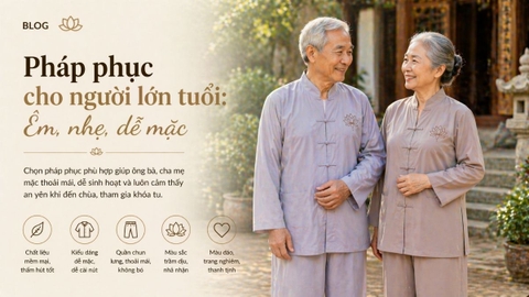 Pháp phục cho người lớn tuổi: Êm, nhẹ, dễ mặc và an toàn khi đi chùa