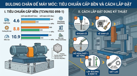 Bulong Chân Đế Máy Móc: Tiêu Chuẩn Cấp Bền Và Cách Lắp Đặt