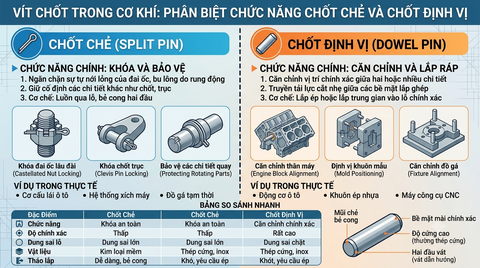 Chốt Chẻ Và Chốt Định Vị: Phân Biệt Chức Năng Trong Cơ Khí