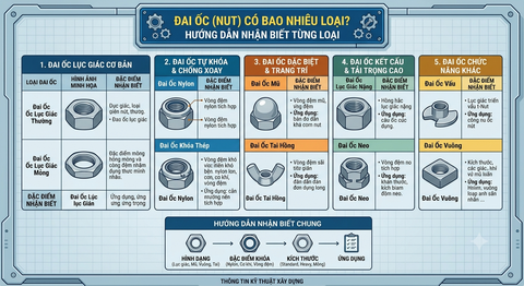 Đai Ốc (Nut) Có Bao Nhiêu Loại? Hướng Dẫn Nhận Biết Từng Loại