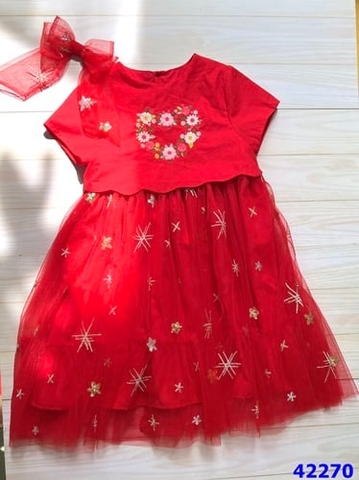 Đầm PhLona đỏ thuê hoa - Size 2y