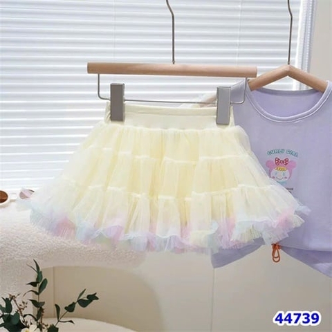 Chân váy tutu hồng xanh tim lưới tầng - size 2y(5)