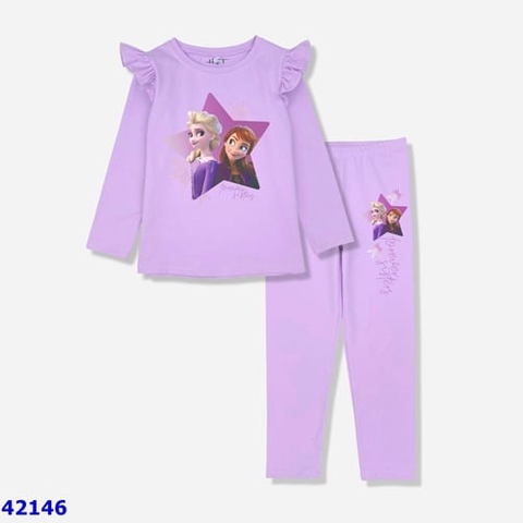 Bộ dài H&T tím Elsa&Anna - size 3-4y