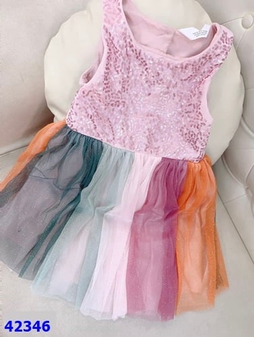 Đầm tiệc đính cườm H&M hồng nhạt - size 3/4y