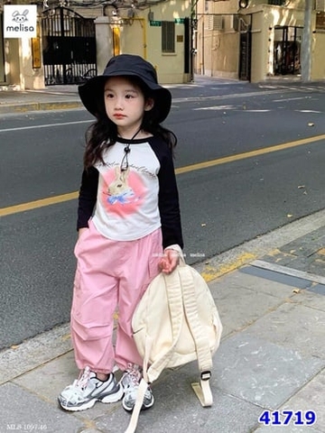 Bộ Melisa thỏ, quần hồng - size 3-4y