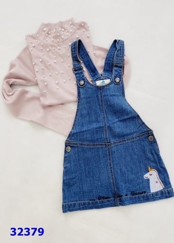 Yếm váy Unicorn xanh jean - size 10y