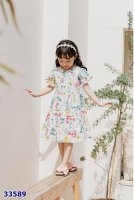 Đầm Little Bobdog trắng hoa vàng - size 110