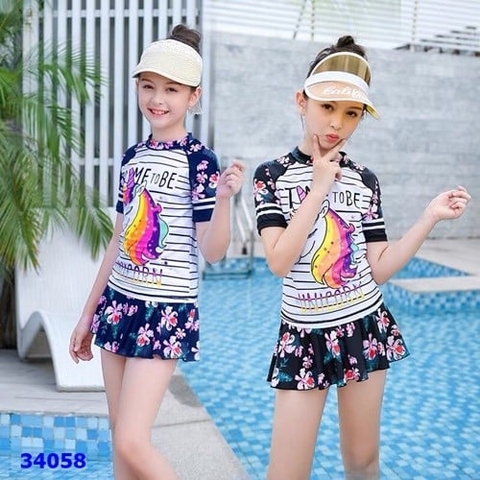 Đồ bơi váy xanh đen Bubble -size 130