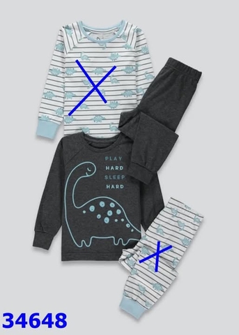 Bộ Matalan xám đậm dino xanh- size 18-23m