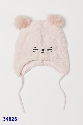 Mũ len H&M thỏ hồng - size 6-9m