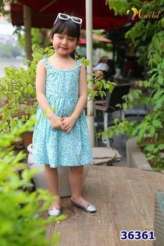 Đầm xanh hoa nhí Mom Kisd - size 5y