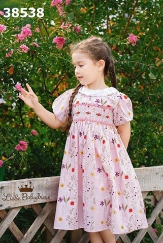 Đầm Liebe hồng hoa - Size 5/6y