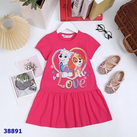 Đầm HM hồng Love - size 6-8y